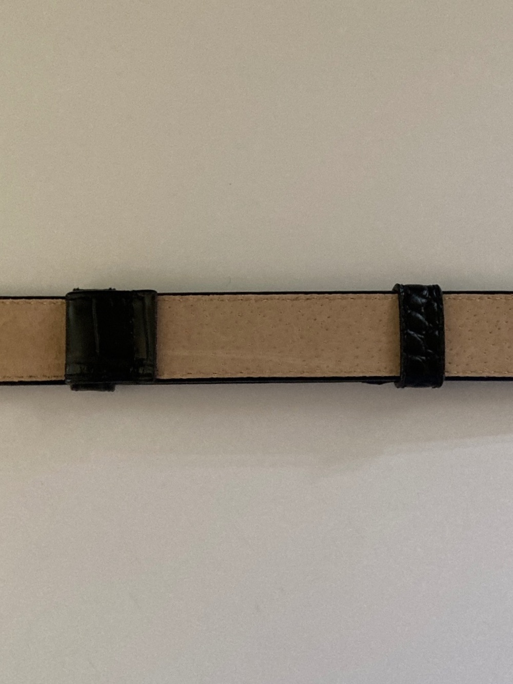 DuJour Black Croco Embossed Skinny Belt/Silver Tone Oval Buckle/M/L/24-39"/NWT! - Picture 5 of 11